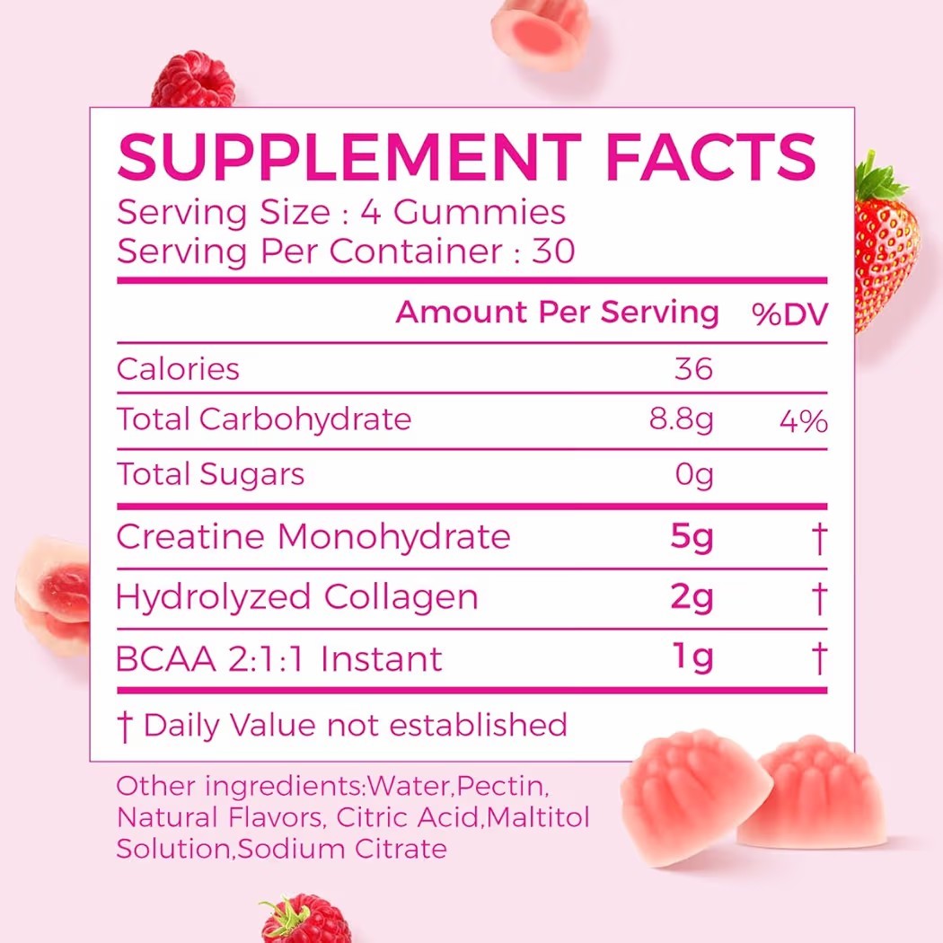 AiVital Creatine Gummies Women 5000mg Creatine Collagen BCAA 120 Count