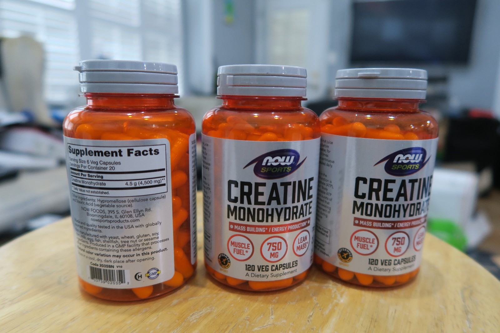 NOW Foods Sports Nutrition, Creatine Monohydrate 750 mg 120 Veg Capsules 07/2028