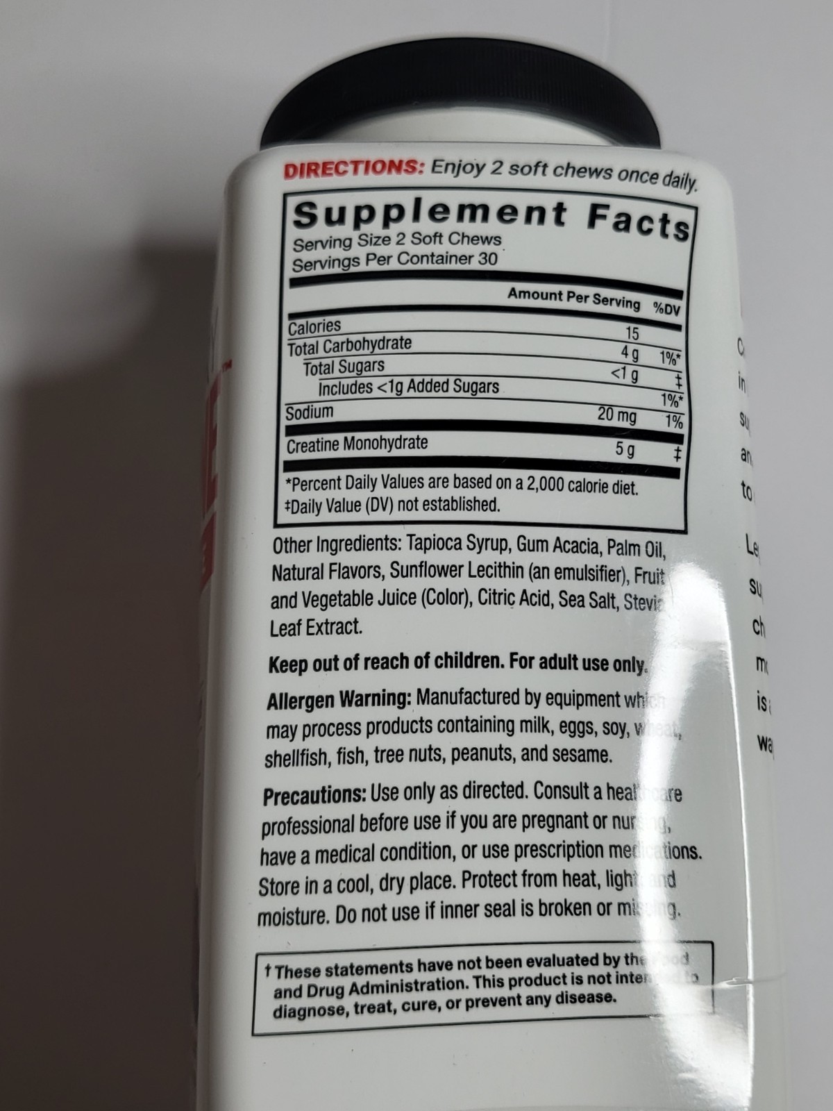 Force Factor Legendary 5g Creatine Monohydrate Chews, Berry Blast-60 Soft Chews
