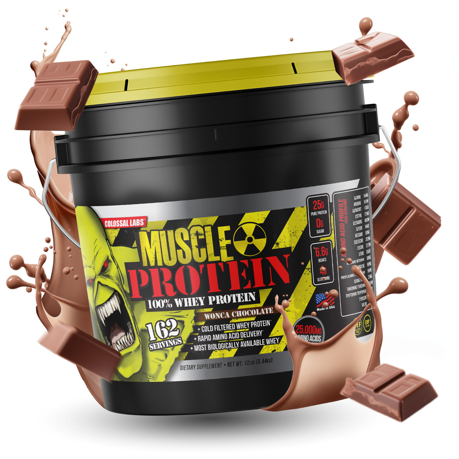 Whey Protein Muscle Powder with 25g Protein, 162 Servings, 12LB,