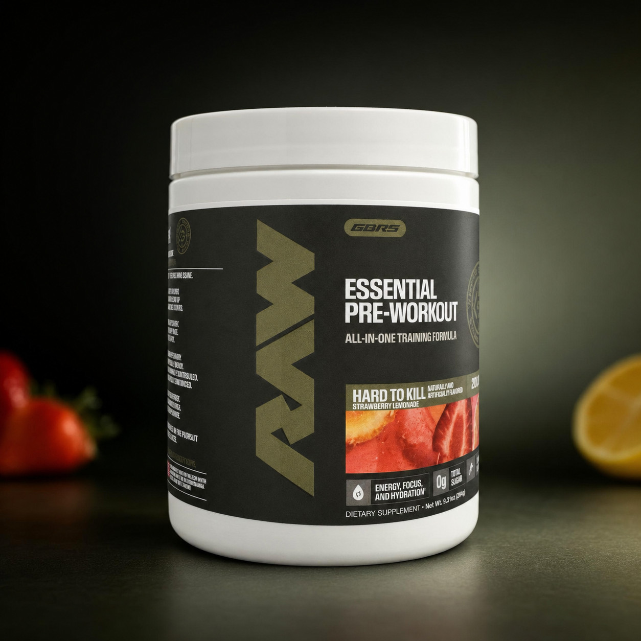 RAW x GBRS Essential Pre-Workout Hard to Kill Strawberry Lemonade Exp 06/2028