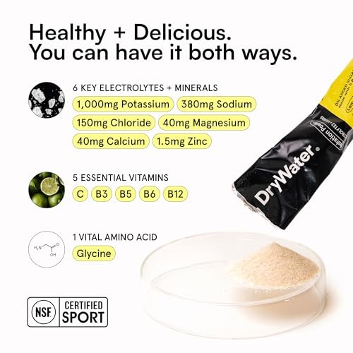 Electrolyte + Vitamin Hydration Powder Packets – 1,000mg Potassium, Lemon Lime