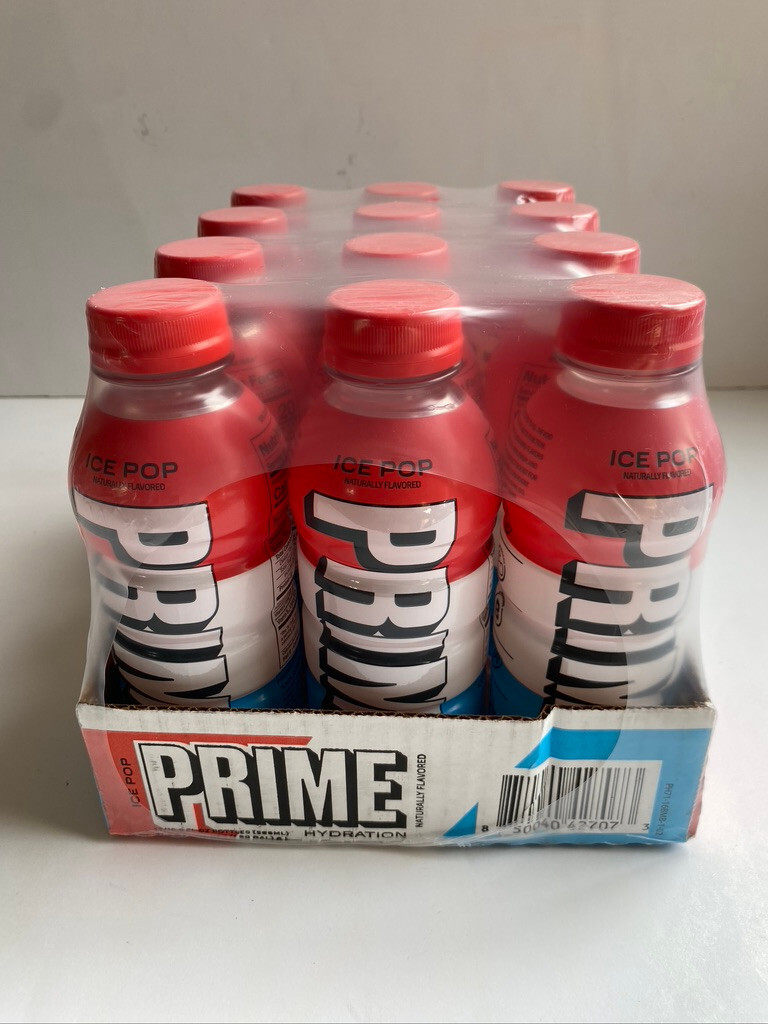 Prime Hydration Drink Flavor Ice Pop Case of 12 Bottles 16.9 oz Each