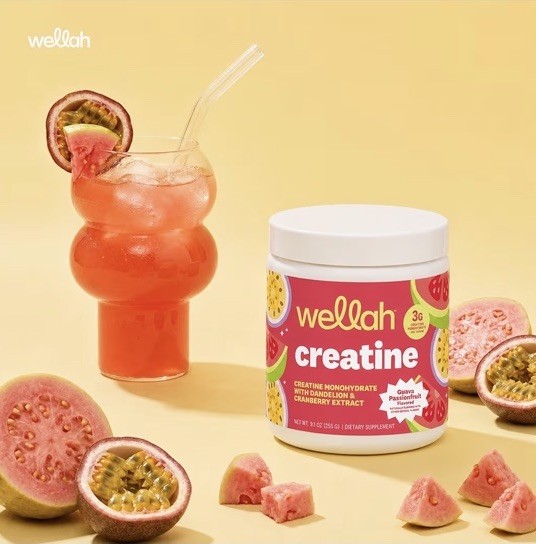 Wellah Creatine for Women (50 Servings, Guava Passionfruit) – Creatine Monohydra