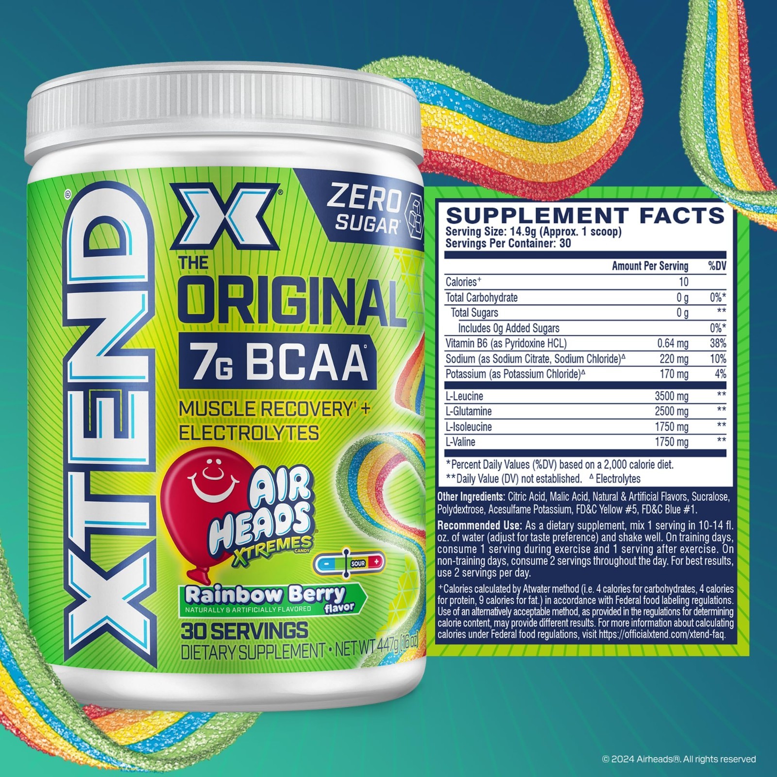 BCAA Powder for Muscle Recovery & Hydration, 7g BCAAs, Sugar-Free, 30 Servings