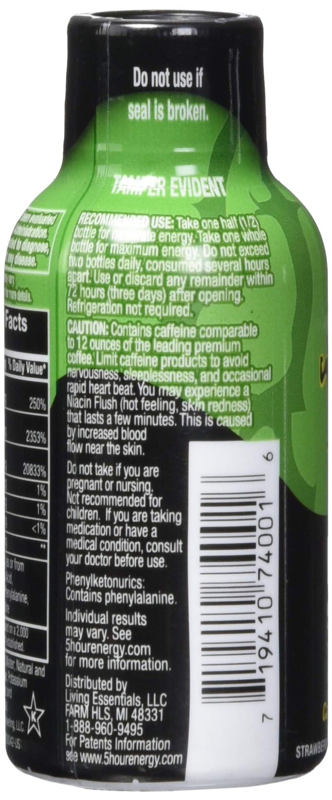Living Essentials 5-Hour Energy Extra Strength Strawberry 1 Count, No Color