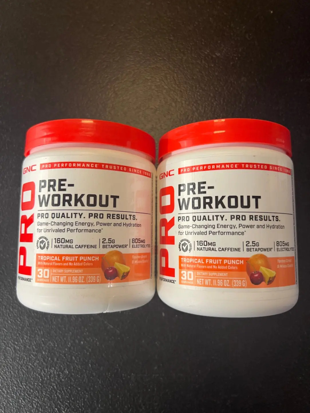 2x GNC Pro Pre-Workout Tropical Fruit Punch 11.96 Oz 30 Serv Energy Performance