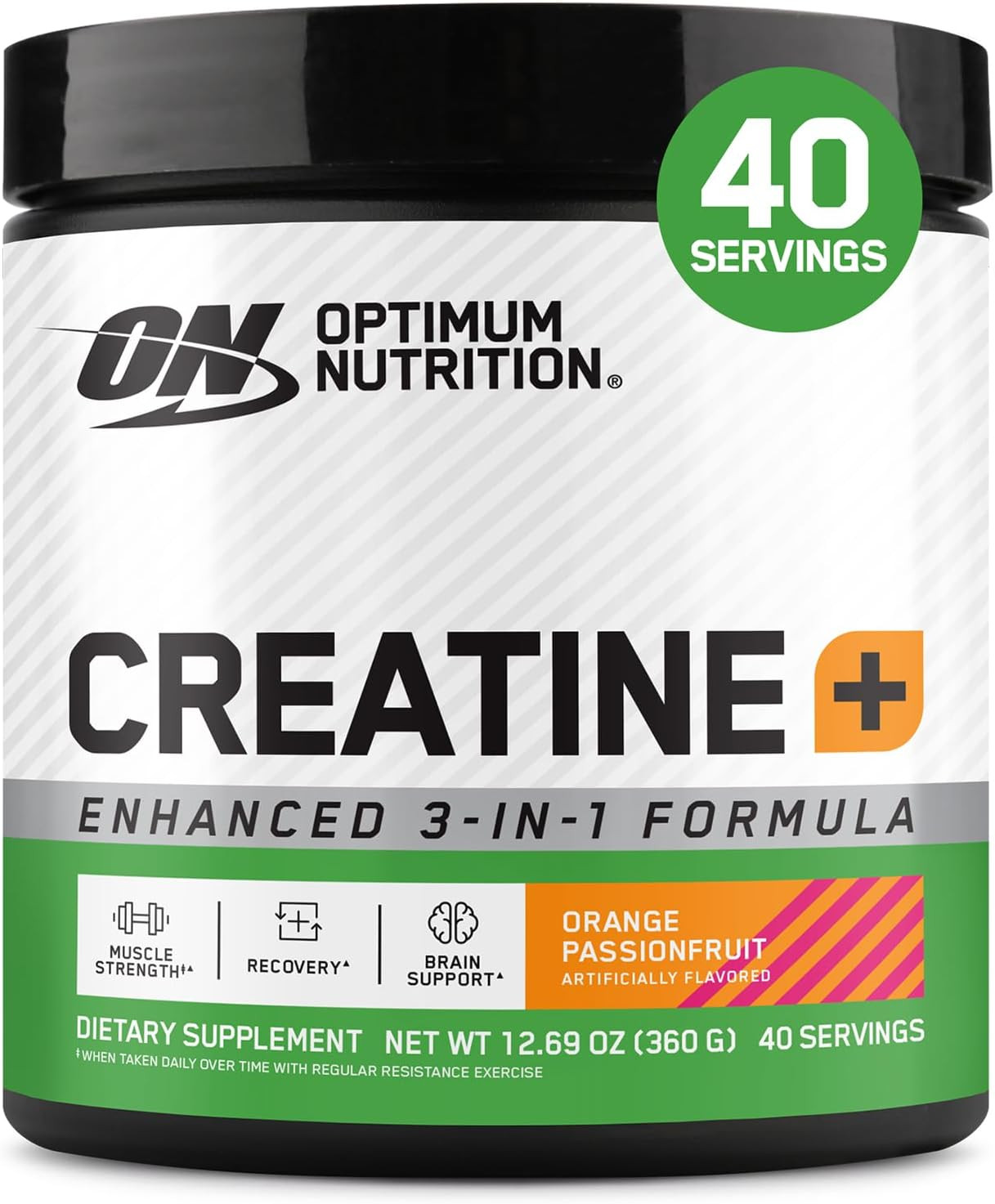 Optimum Nutrition Creatine Monohydrate Plus Powder, Orange Passionfruit Flavored