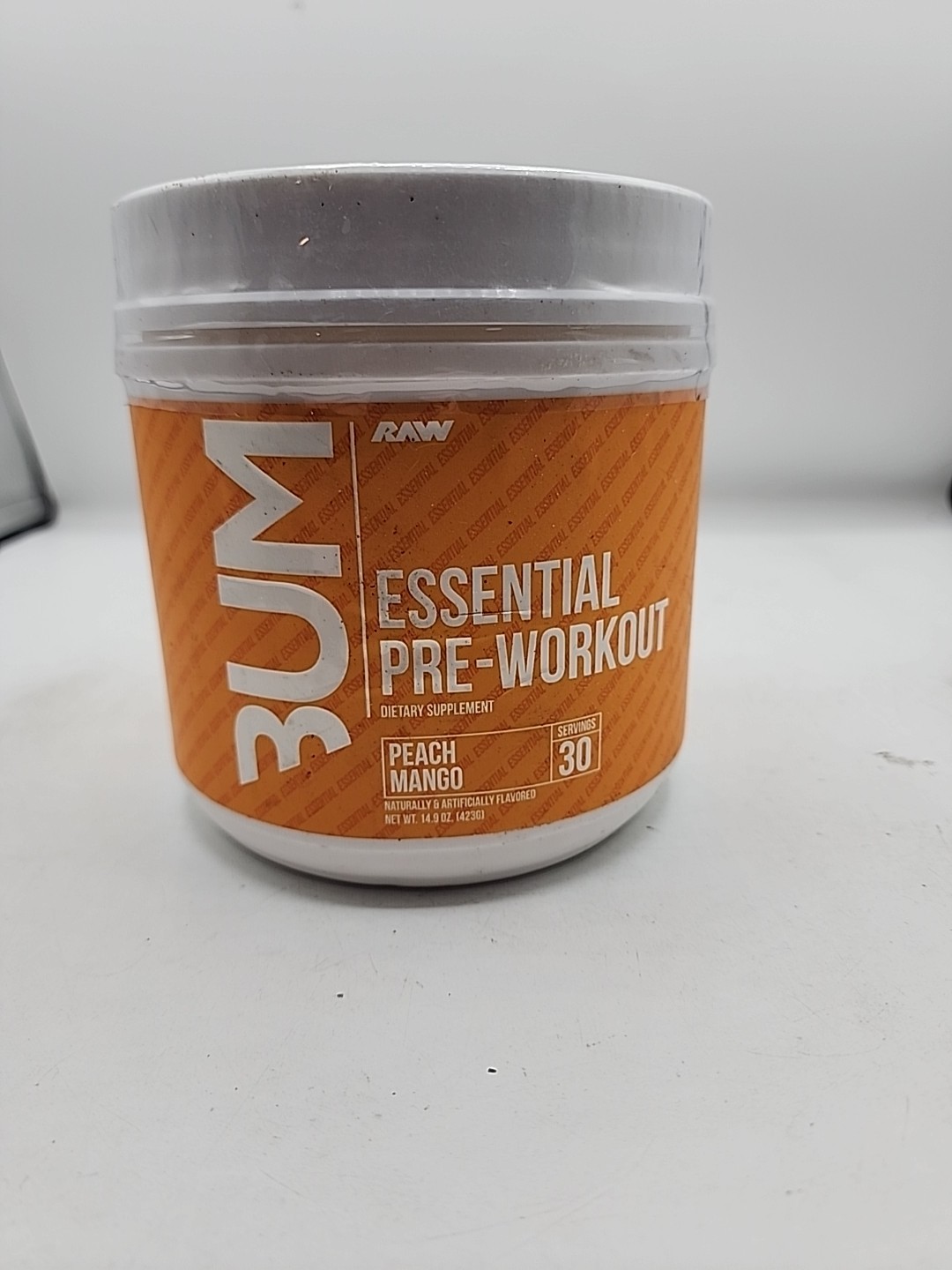 RAW Essential Pre-Workout Powder Peach Mango (14.9 oz./30 Servings) 7/26