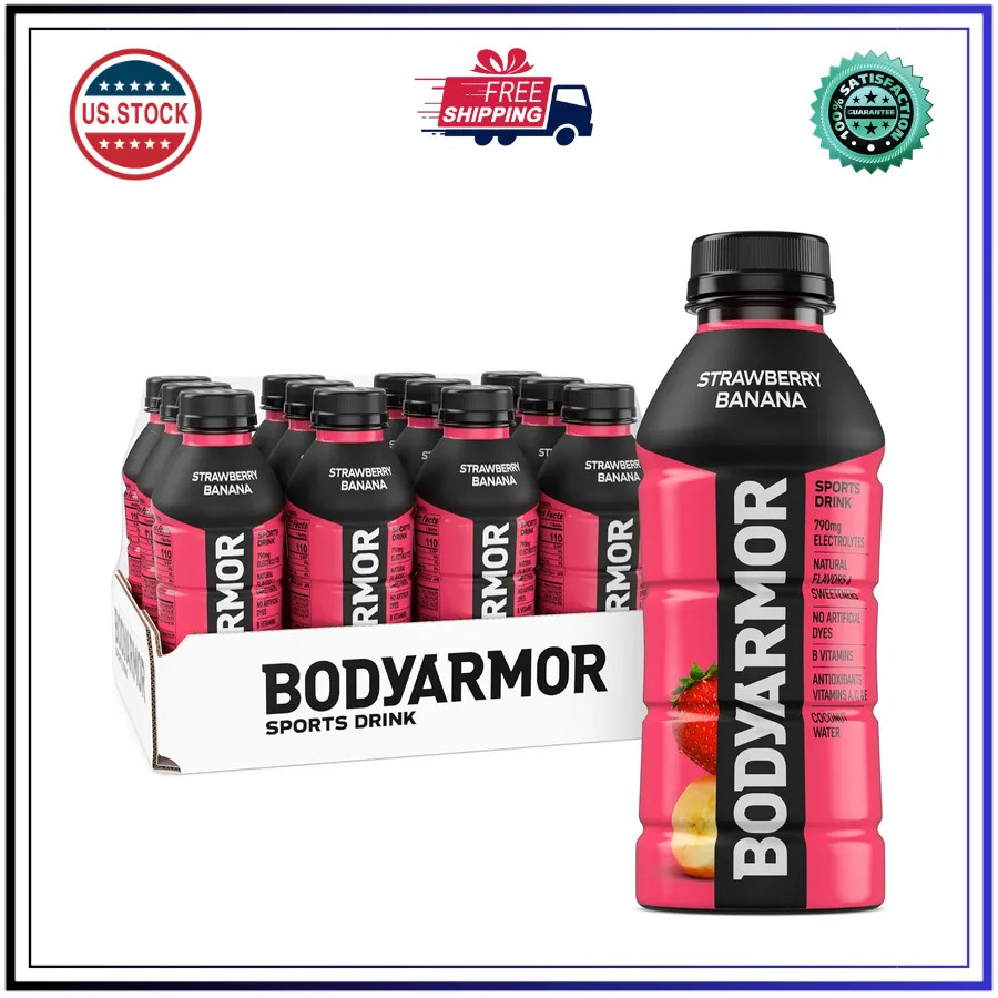 BODYARMOR Sports Drink Strawberry Banana 16 Fl Oz Bottles 12 Pack Hydration