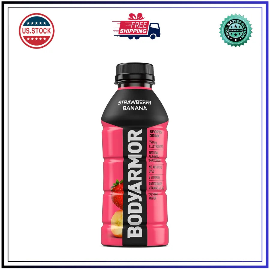 BODYARMOR Sports Drink Strawberry Banana 16 Fl Oz Bottles 12 Pack Hydration