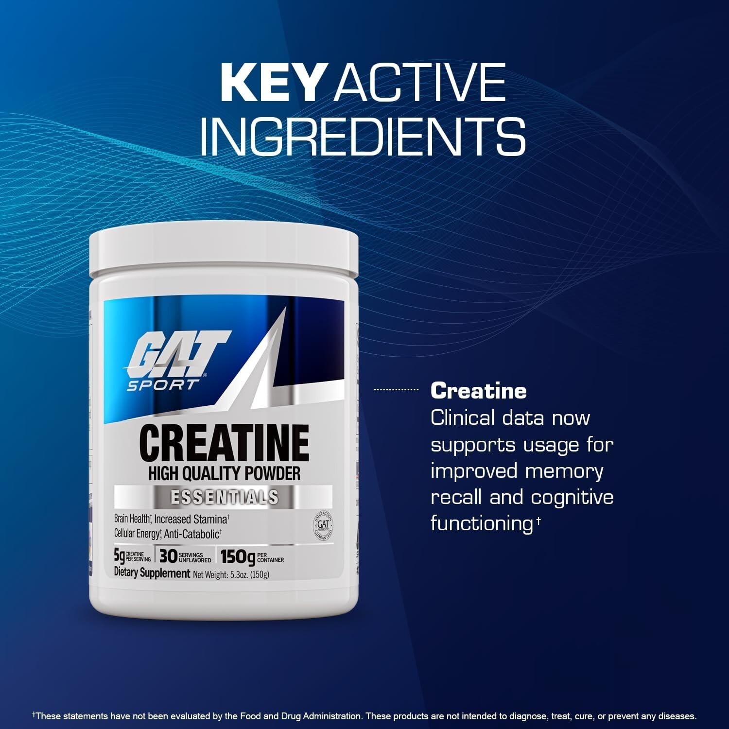 Creatine Monohydrate Powder 150g Strength Endurance Brain Health Unflavored