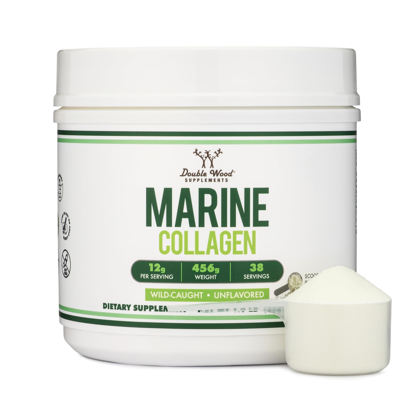 Double Wood Supplements Marine Collagen Powder (1 LB / 1.01 Pound (Pack of 1)