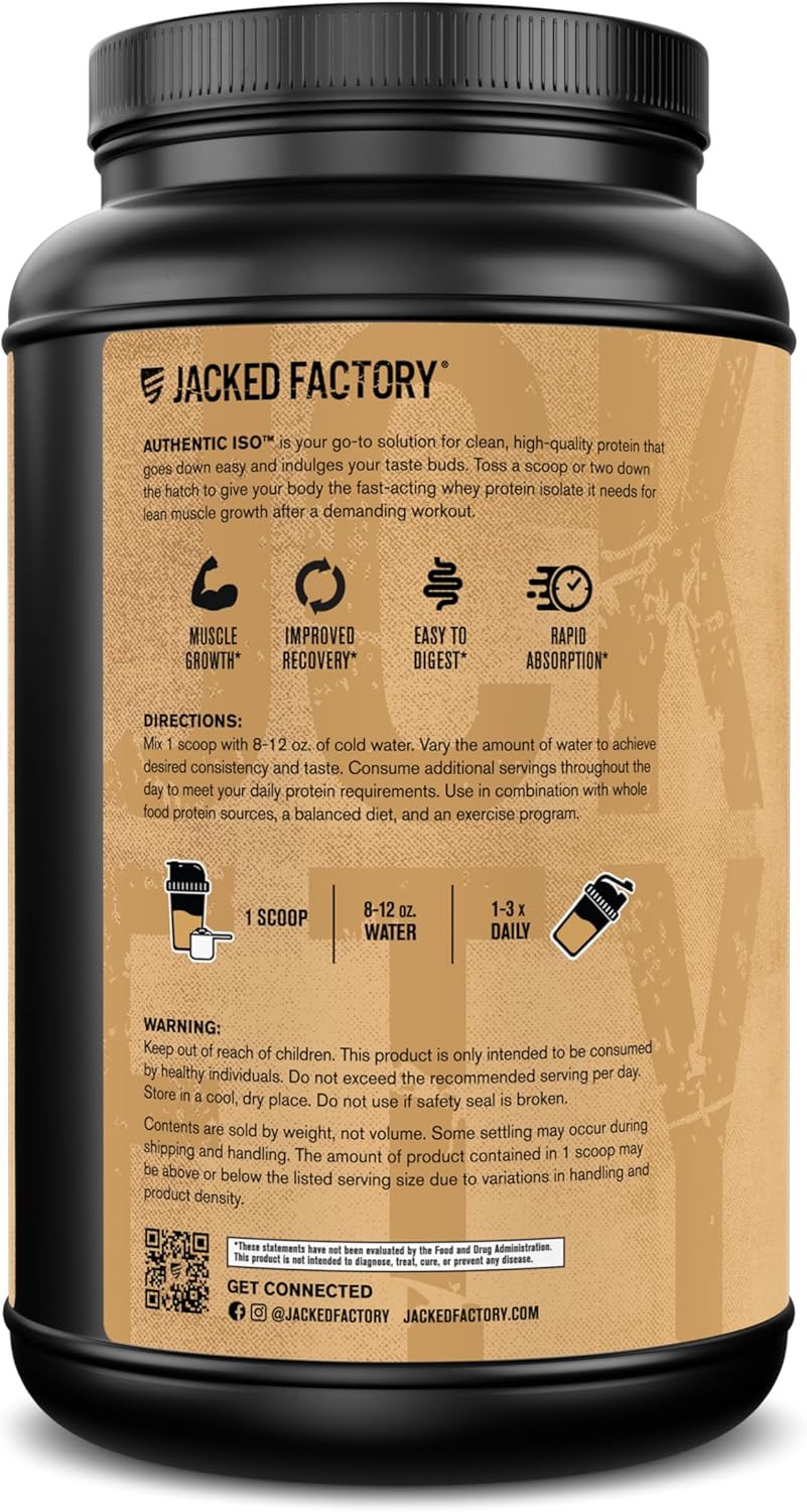 Jacked Factory Authentic ISO Grass Fed Whey Protein Isolate Powder – Low Carb, N