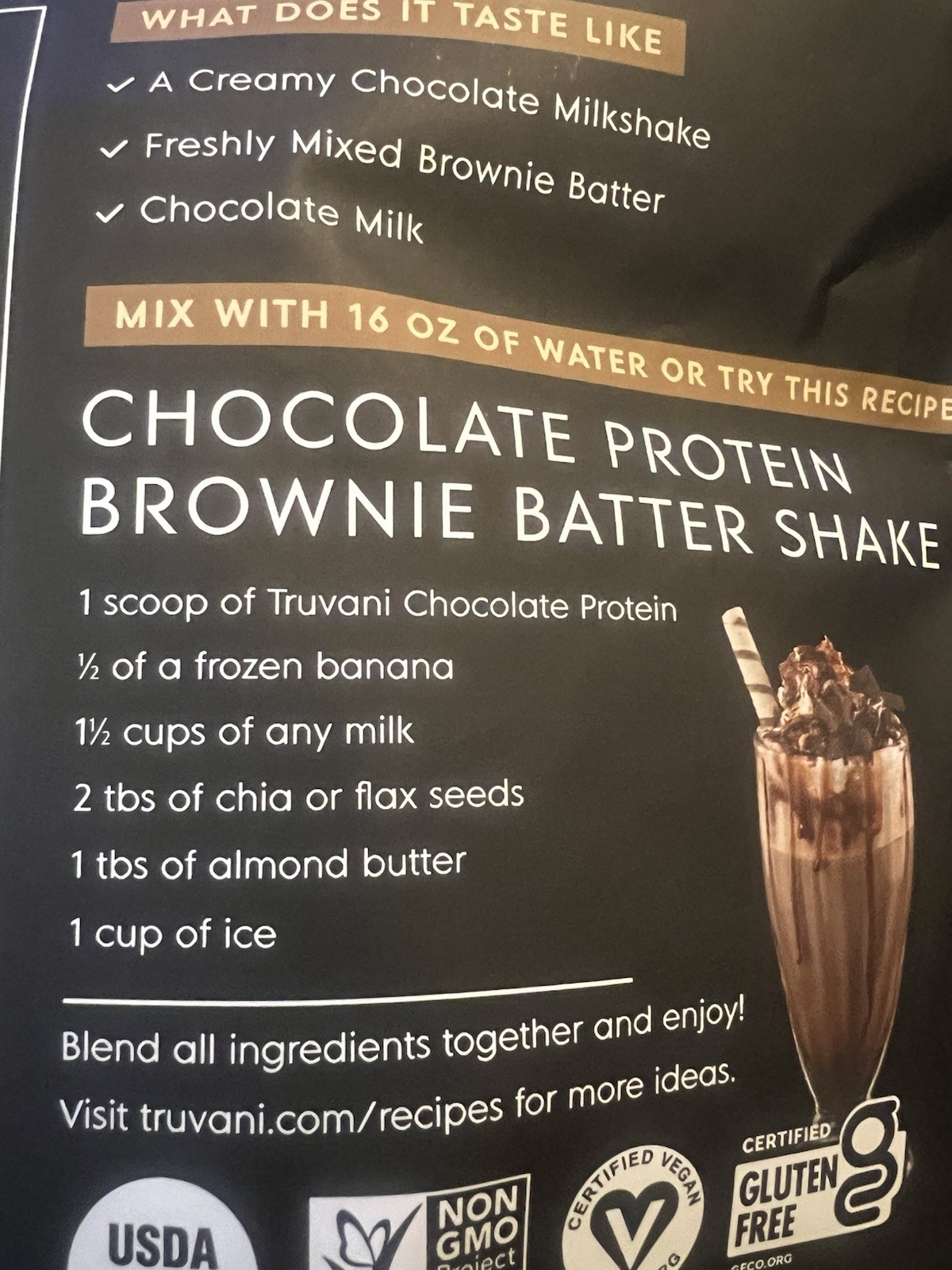 Truvani Plant Based ORGANIC Pea Protein- XL BAG 1.48LBS Chocolate EXP 02/2027