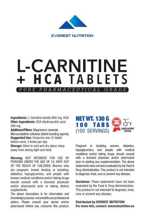 L-Carnitine 800mg plus HCA 200mg tablets Fat Burner & Fat Tissue Blocker