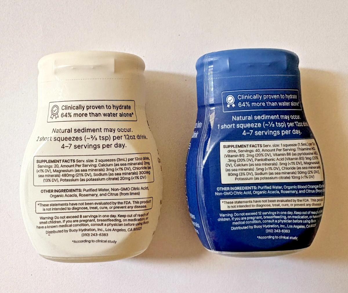 Buoy Hydration Drops + Trace Minerals Unflavored 2 fl oz 2 Variety New
