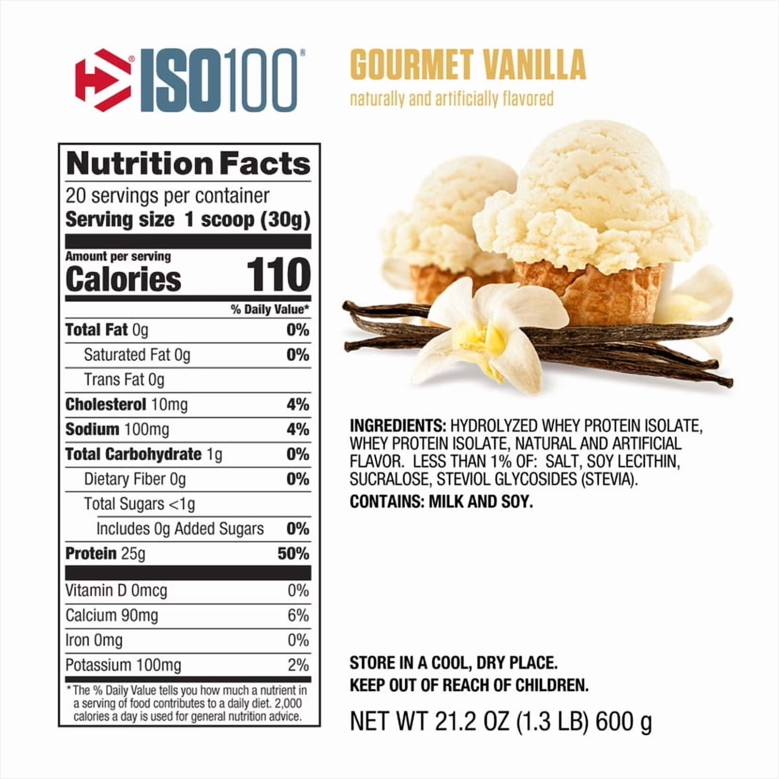 Dymatize ISO100 Hydrolyzed Whey Isolate Protein Powder, Gourmet Vanilla