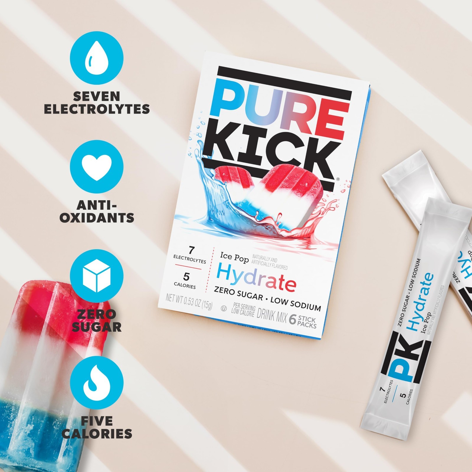 Hydration Drink Mix Singles – Ice Pop Flavor, 72 Packets, 12 Boxes, On-the-Go!