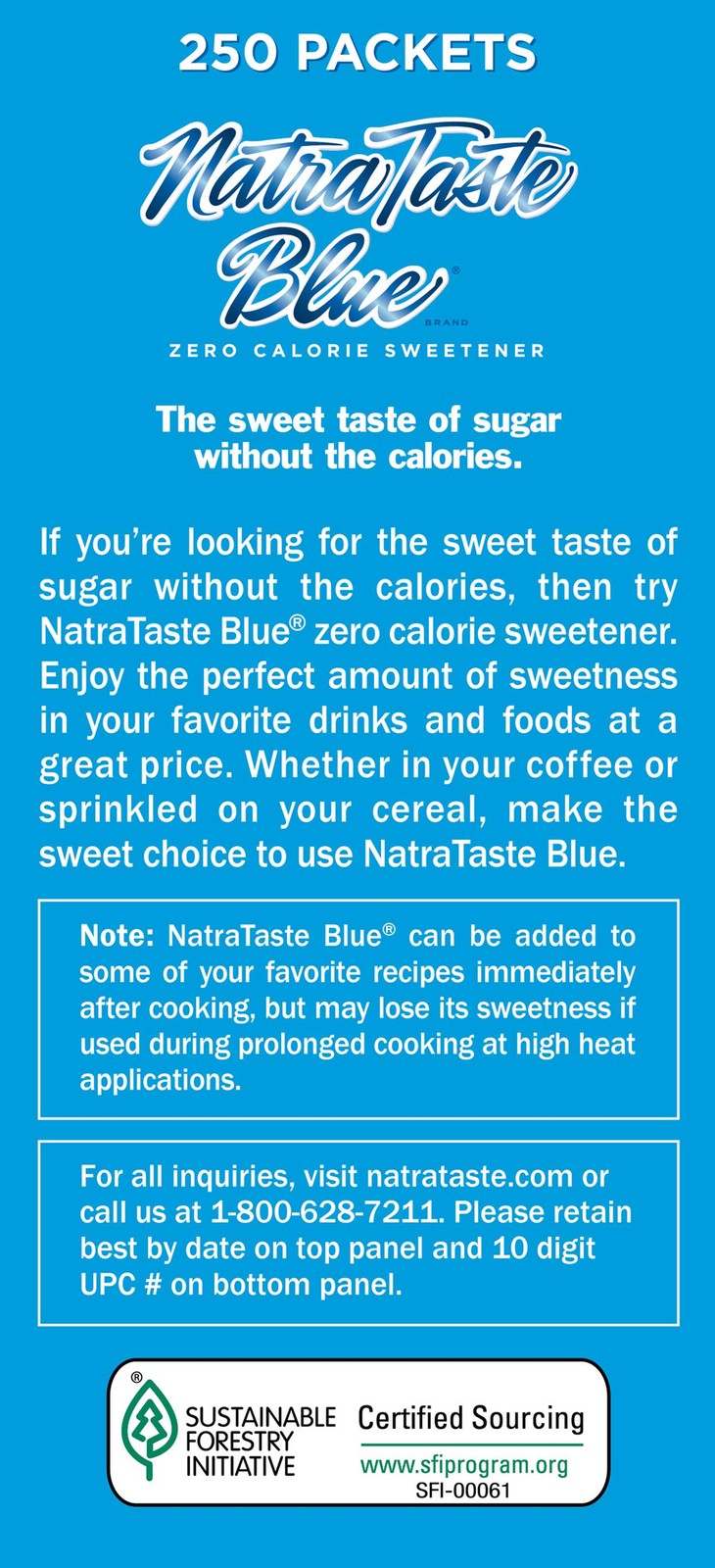 NatraTaste Blue Zero Calorie Sweetener, Bulk Sugar 8.82 Ounce (Pack of 1)