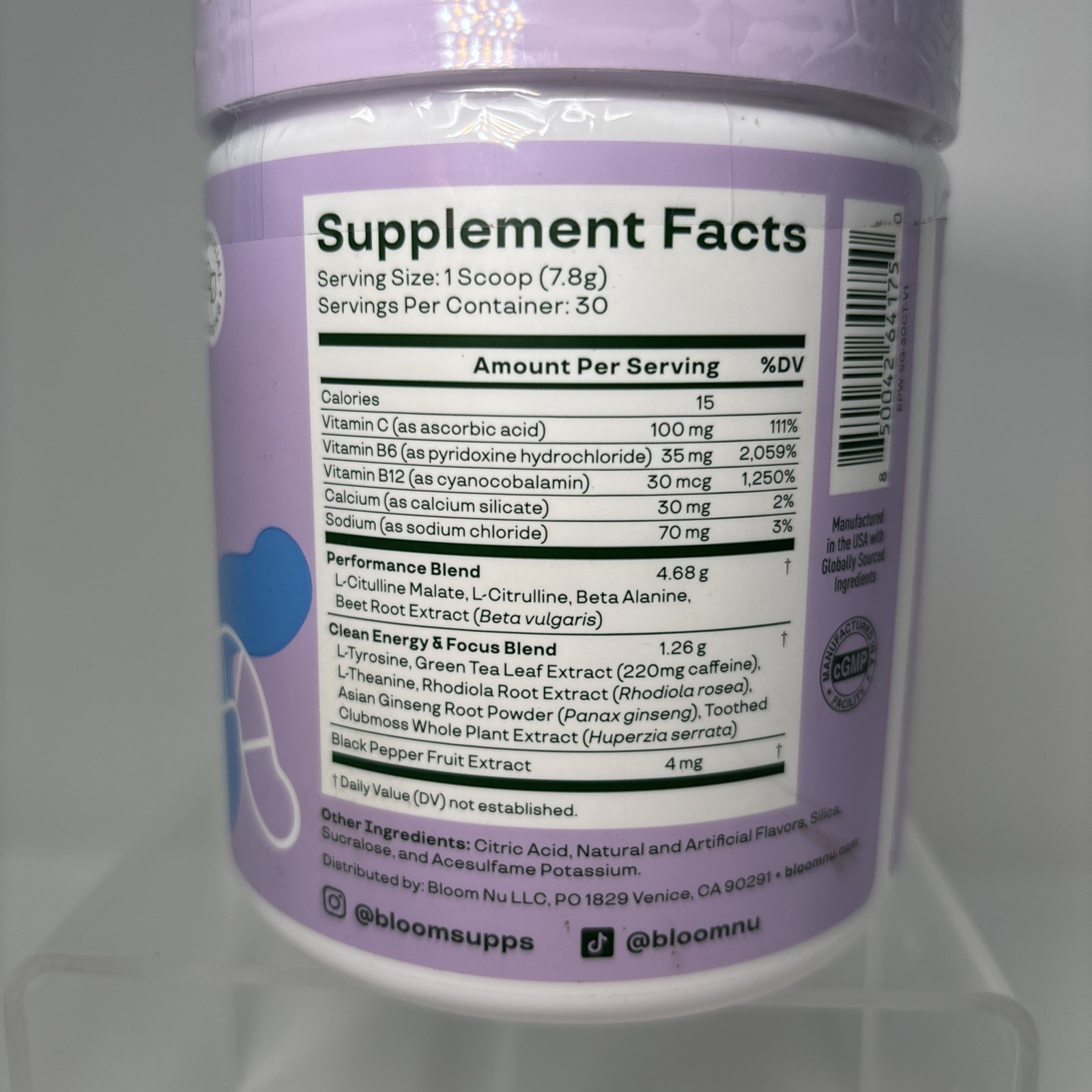 Bloom Nutrition High Energy Pre Workout Powder, Amino 30 Servings 9.3oz Bb01/28
