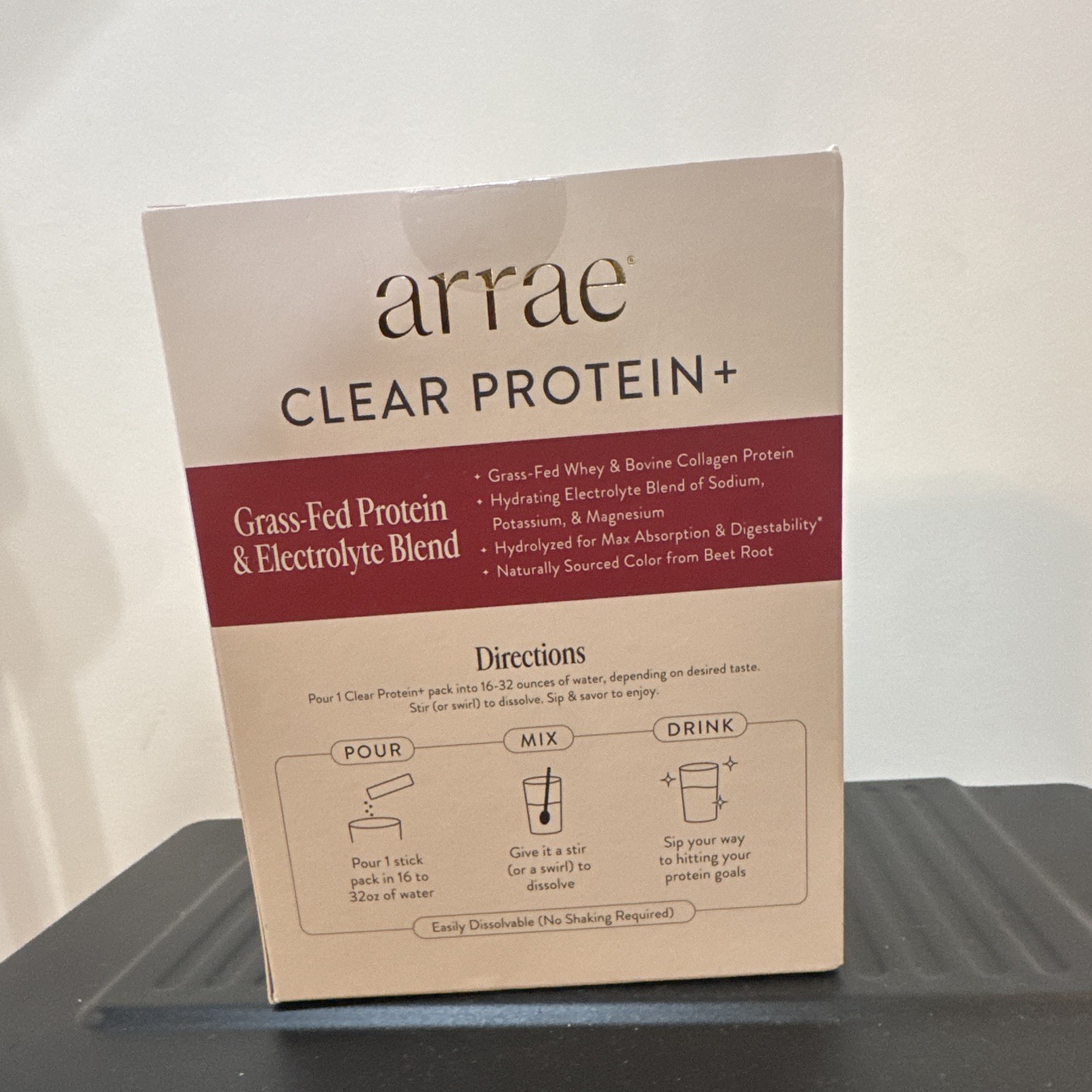 arrae Clear Protein+ Grass-Fed Protein + Electrolytes Gluten Free 14 Stk 06/2027