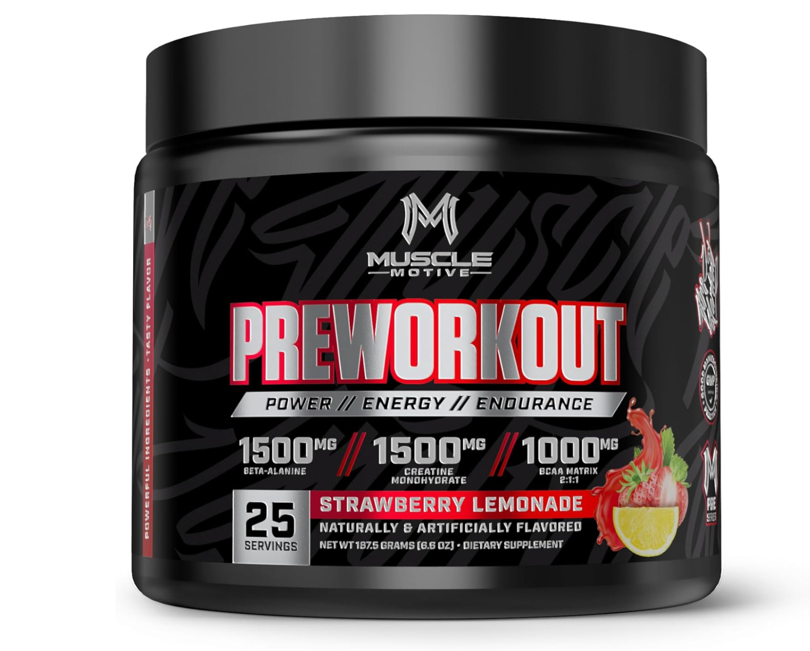 Pre Workout Powder with Beta Alanine, Creatine Monohydrate, BCAA, L Citrulline