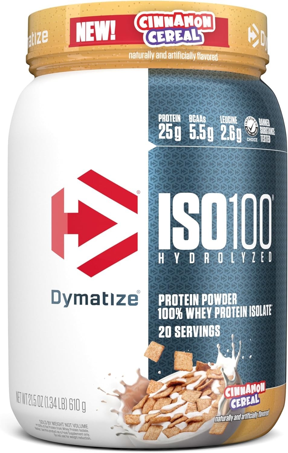 Dymatize ISO100 Whey Protein Isolate Cinnamon Cereal 20 Servings 25g Protein