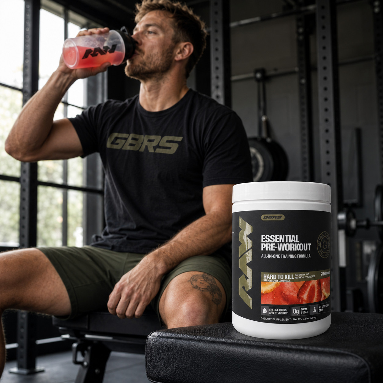RAW x GBRS Essential Pre-Workout Hard to Kill Strawberry Lemonade Exp 06/2028