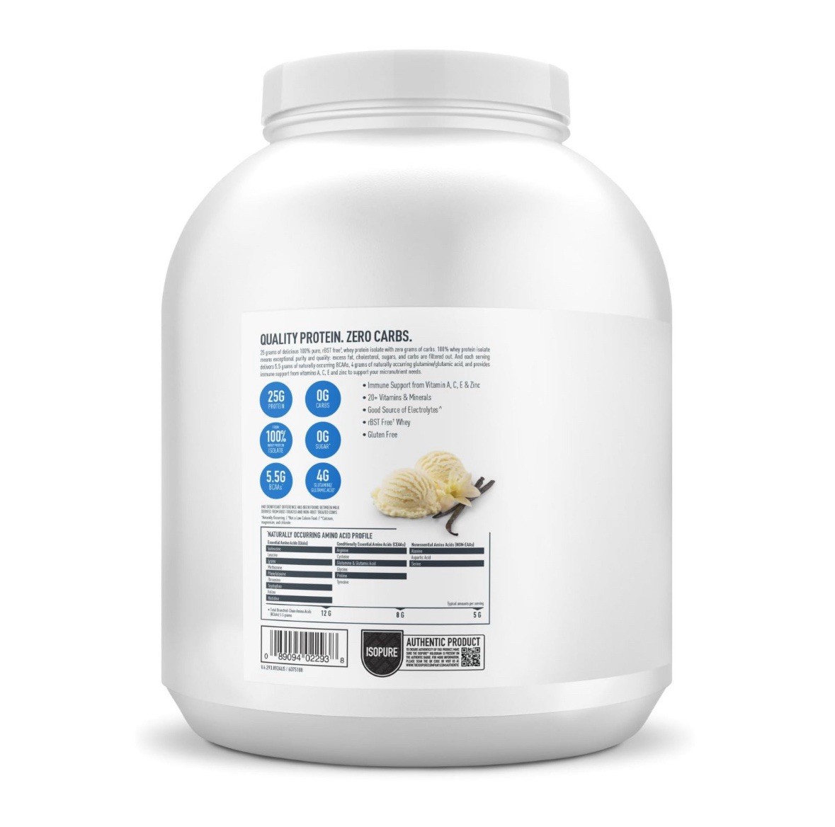 Zero Carb Protein Powder, Creamy Vanilla, 4.5 lb (2.04 kg) FAST SHIP ⚡️🚚
