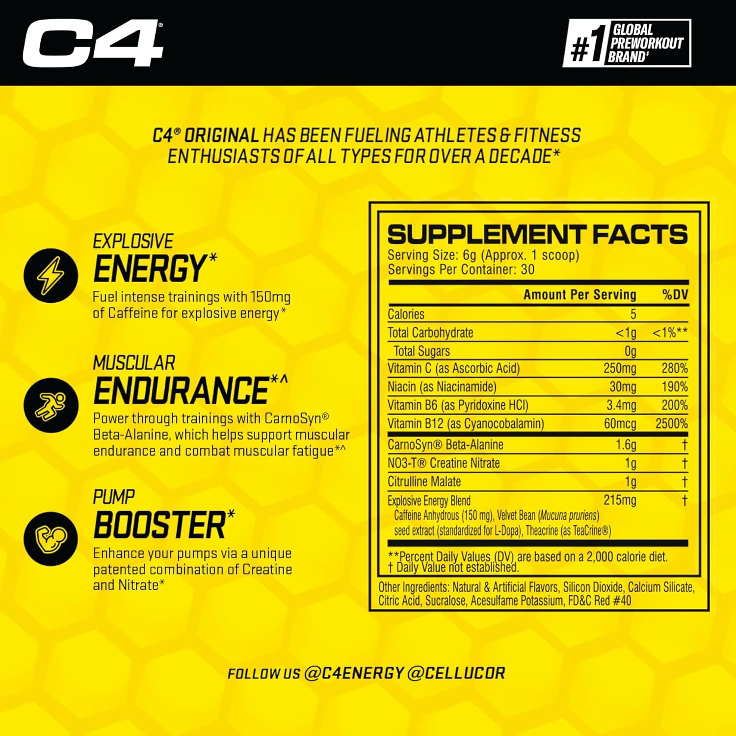 Cellucor Original Pre Workout Powder Fruit Punch | Vitamin C for Immune Support