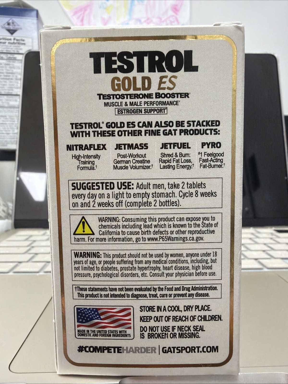 GAT SPORT Testrol Gold ES, Tribulus, DIM, Zinc, 60 Count (Pack of 1), Blue 08/28