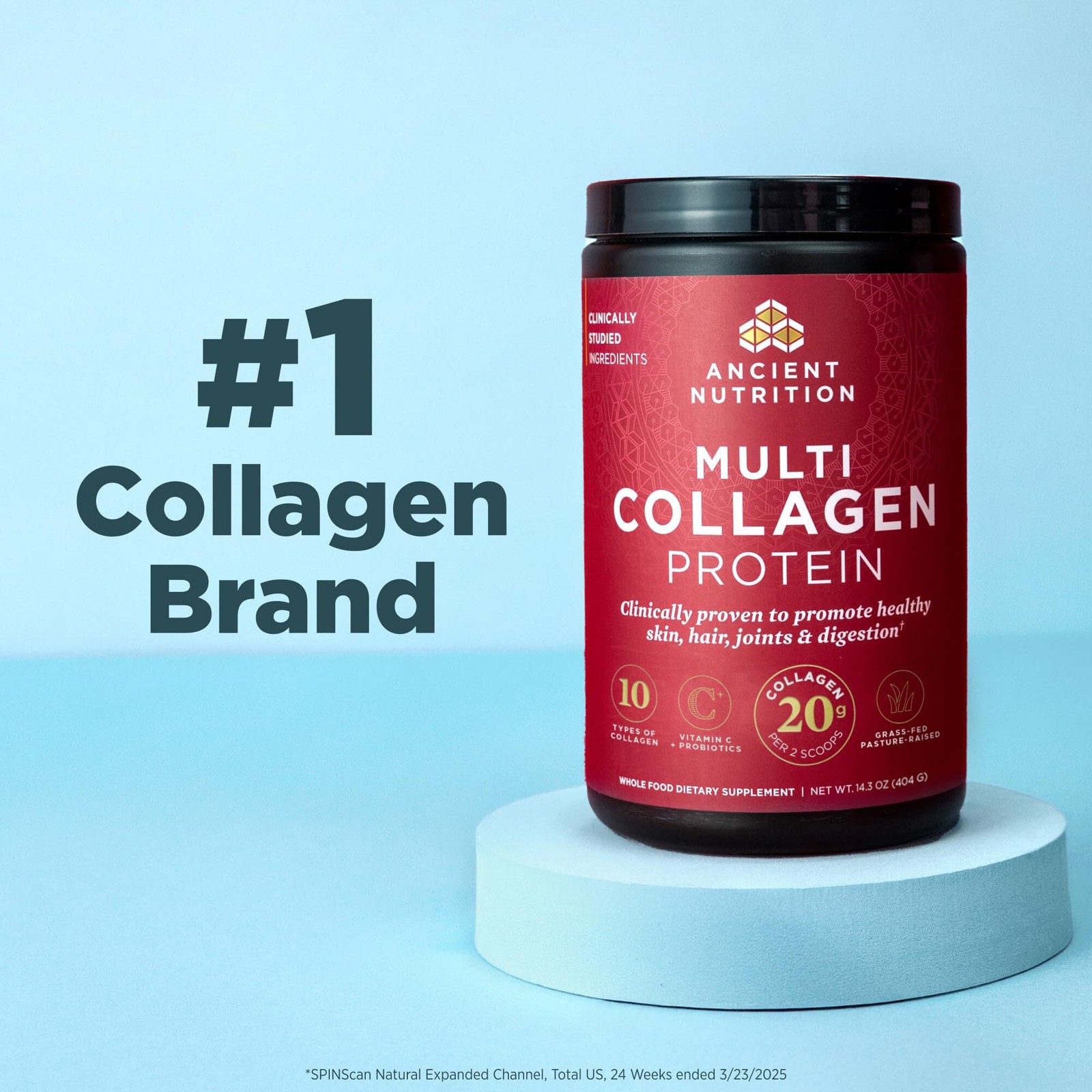 03/28 Ancient Nutrition Collagen Peptides Powder, 24 servings Multi Collagen Pro