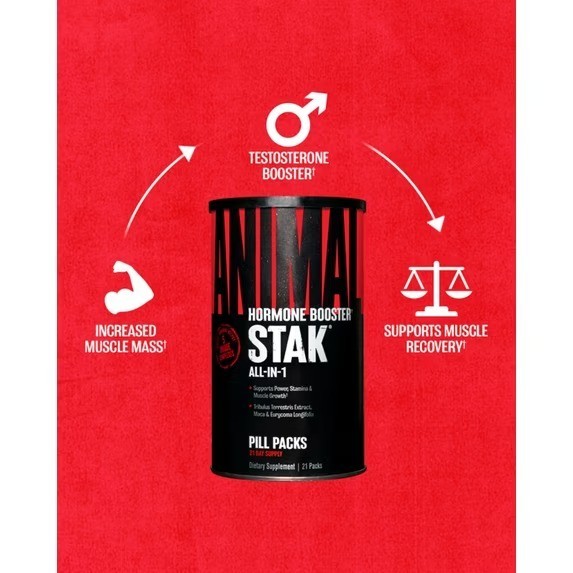 UNIVERSAL NUTRITION ANIMAL STAK Hormone Booster Power Stamina All-In-1 21 Packs