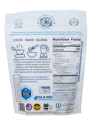 GENEPRO 3rd Gen Unflavored Protein Powder Gluten Free 30 Serv