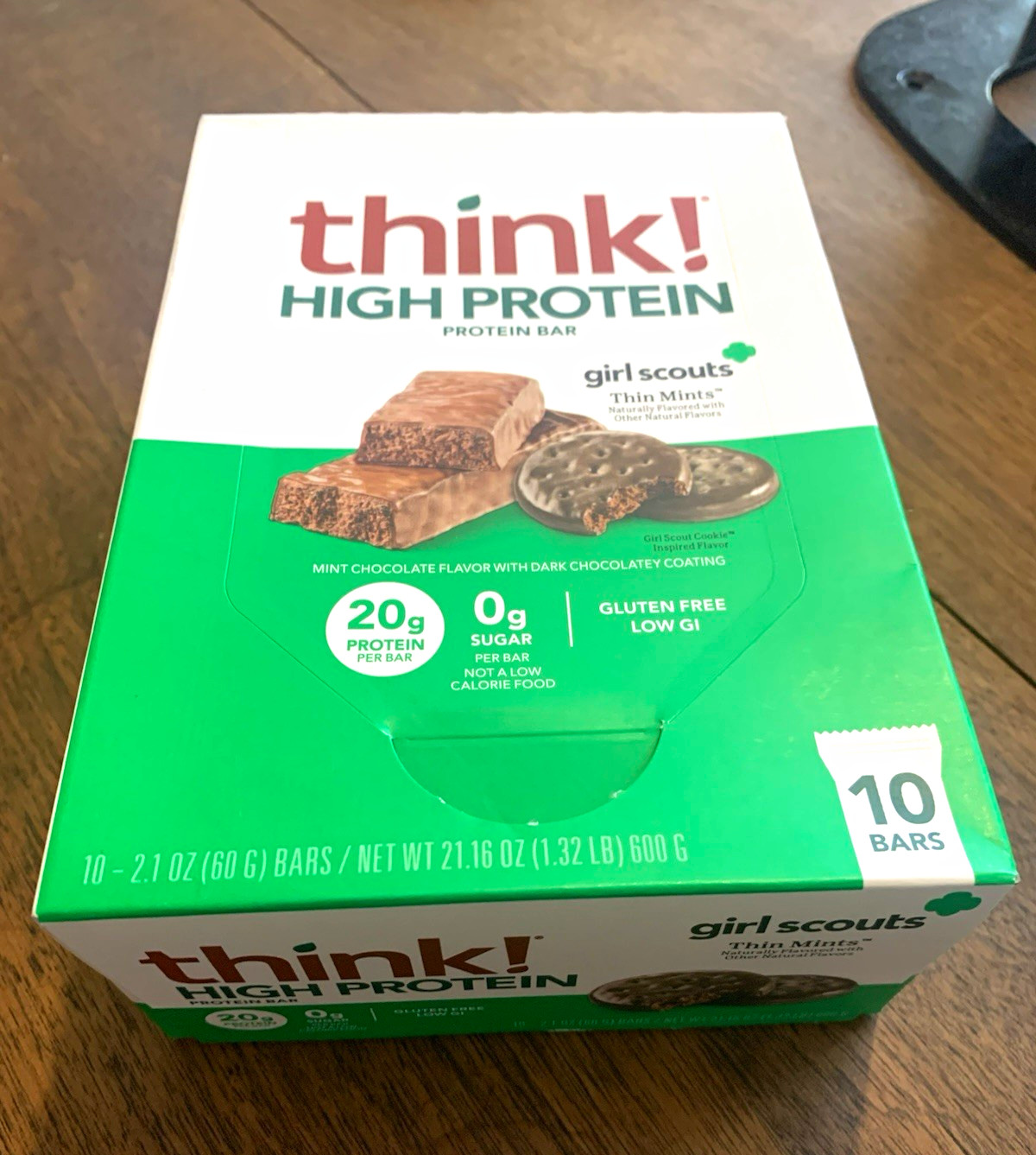 think! High Protein Thin Mints Protein Bars 20g, 0g Sugar GF 10ct 21.16oz