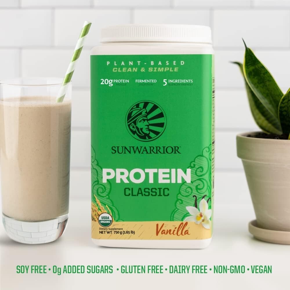 Sunwarrior Organic Classic Vanilla Protein 750g, Vegan Sprouted Protein Powder