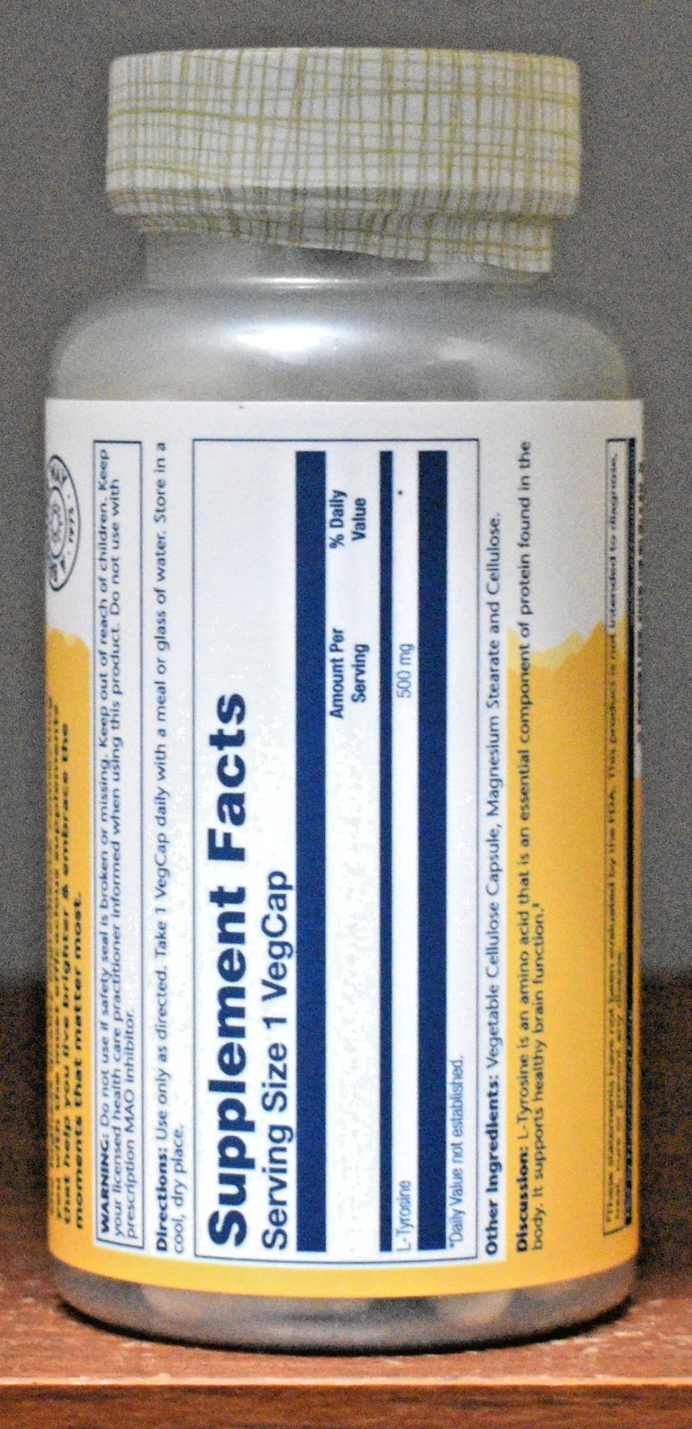 Solaray L-Tyrosine 500 mg 100 Capsules 500mg 100 VegCaps