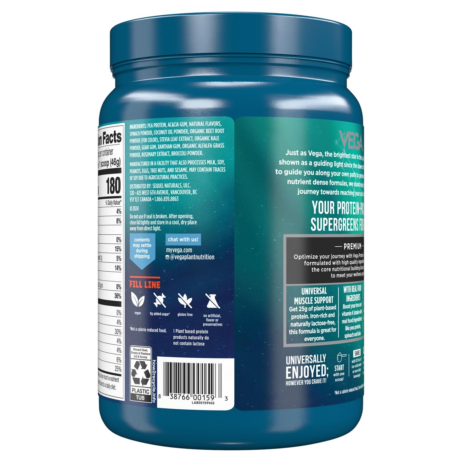 Vega Protein And Greens Protein Powder Mixed Berry 11 Servings 25G Plant Based