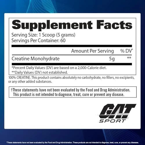 GAT SPORT Creatine Monohydrate Powder – Boost Strength, Brain Health, and – 300*