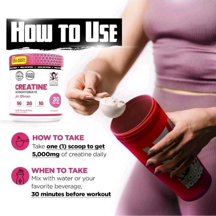 Old School Labs Creatine Monohydrate for Women 243g/8.57oz 30 Servings – BOOTY