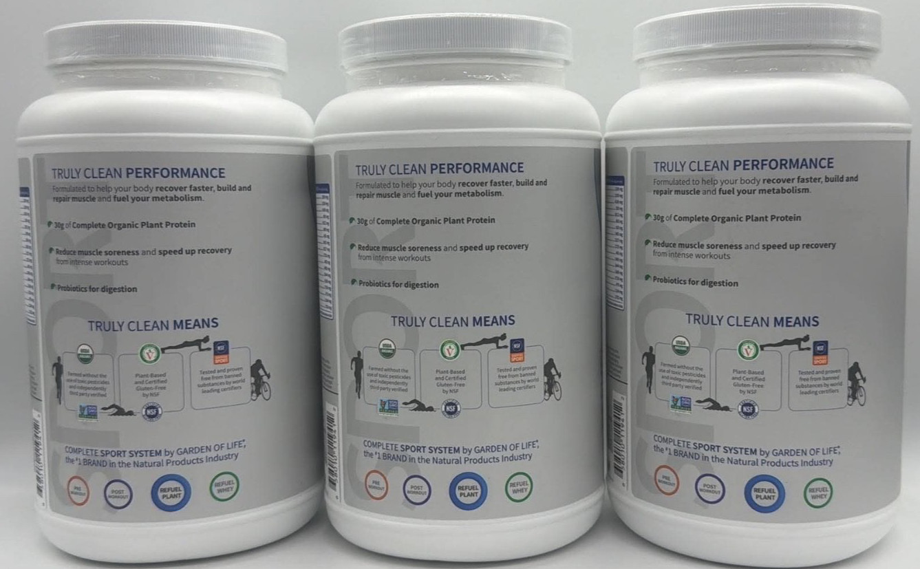 3PK Garden of Life Sport Protein Powder ~ Chocolate ~ 30.16 OZ EA ~ EXP 1/27