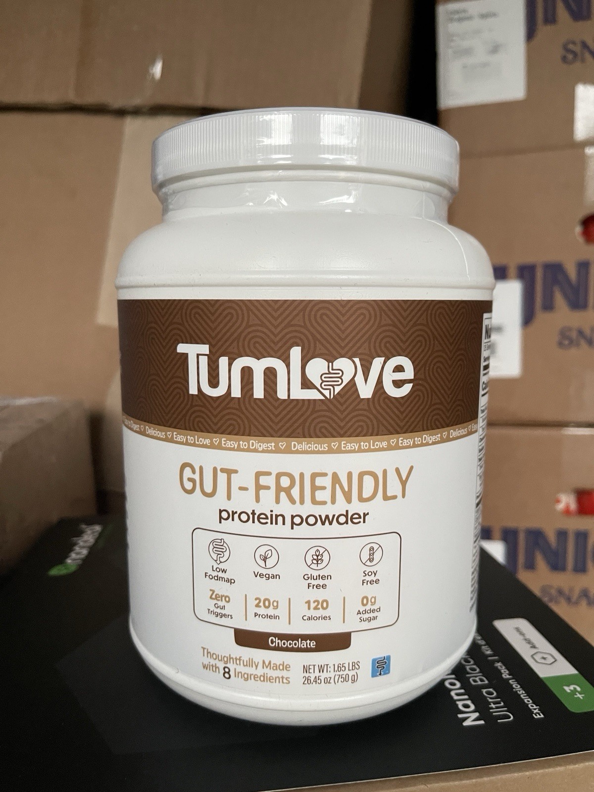 TumLove Vegan Protein Powder Chocolate 1.65 lbs Gluten Free Soy Free Low Fodmap