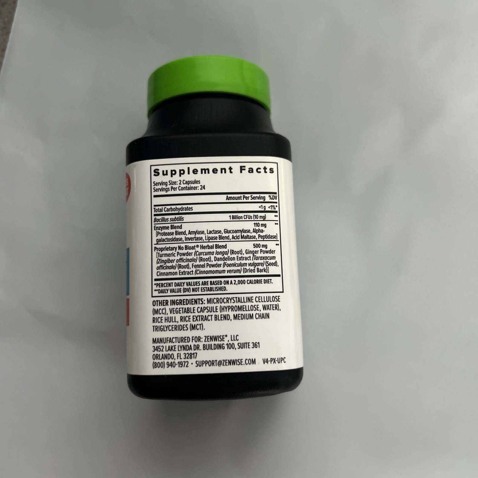 ZENWISE NO BLOATFAST GAS AND BLOATING RELIEF 48 CAPSULES EXP 7/2026