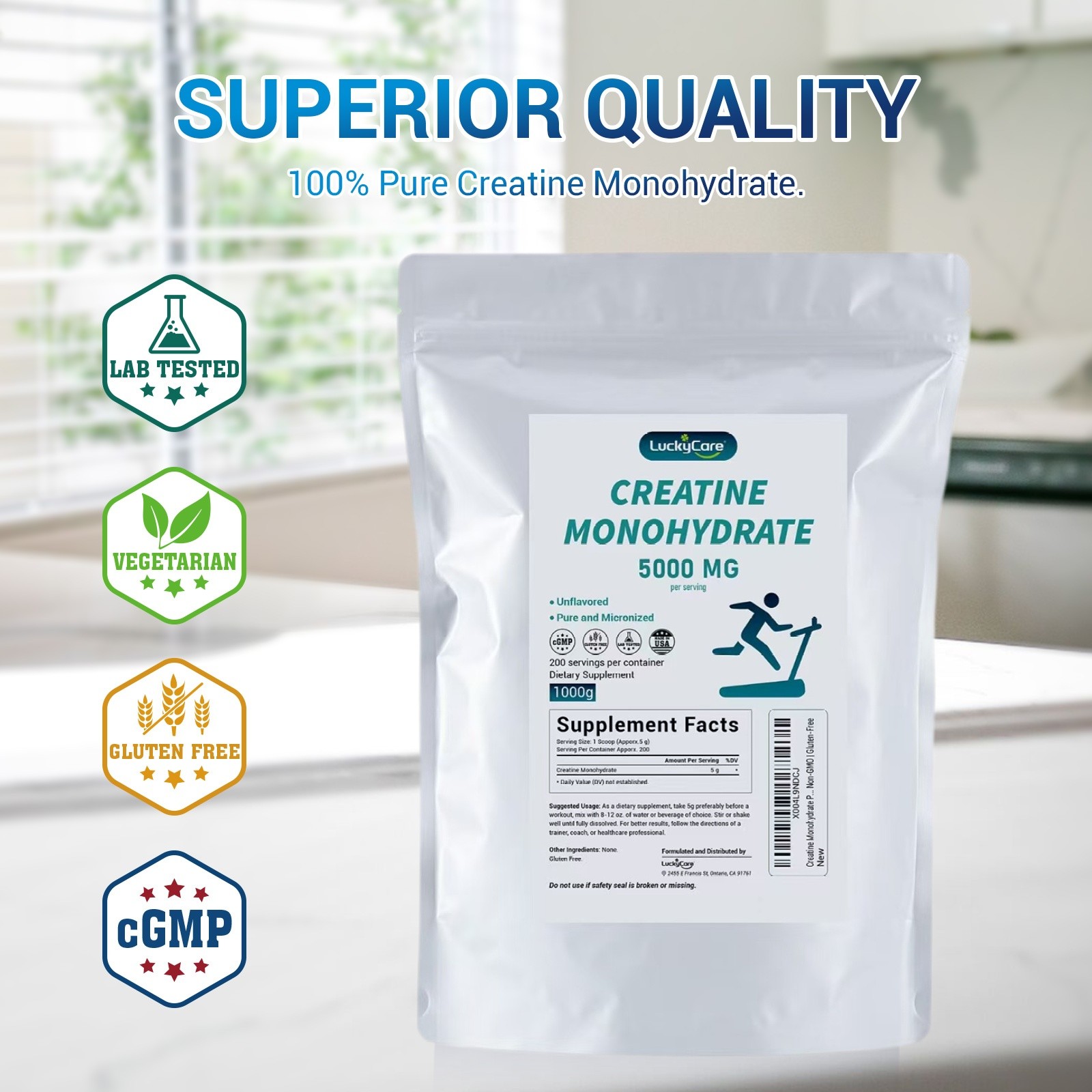 Pure Creatine Monohydrate 2.2lbs – Powder Micronized 200 Servings 5g Per Serving
