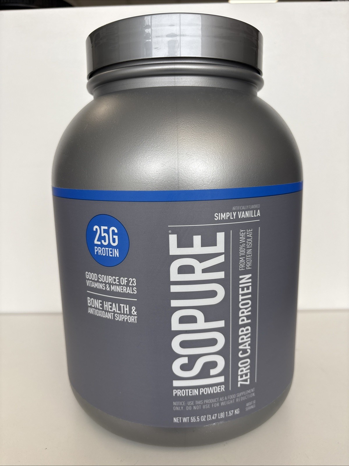 Isopure Zero Carb 25G Whey Protein Isolate,Vanilla 3.47lb Zero Sugar, Exp 2/2027