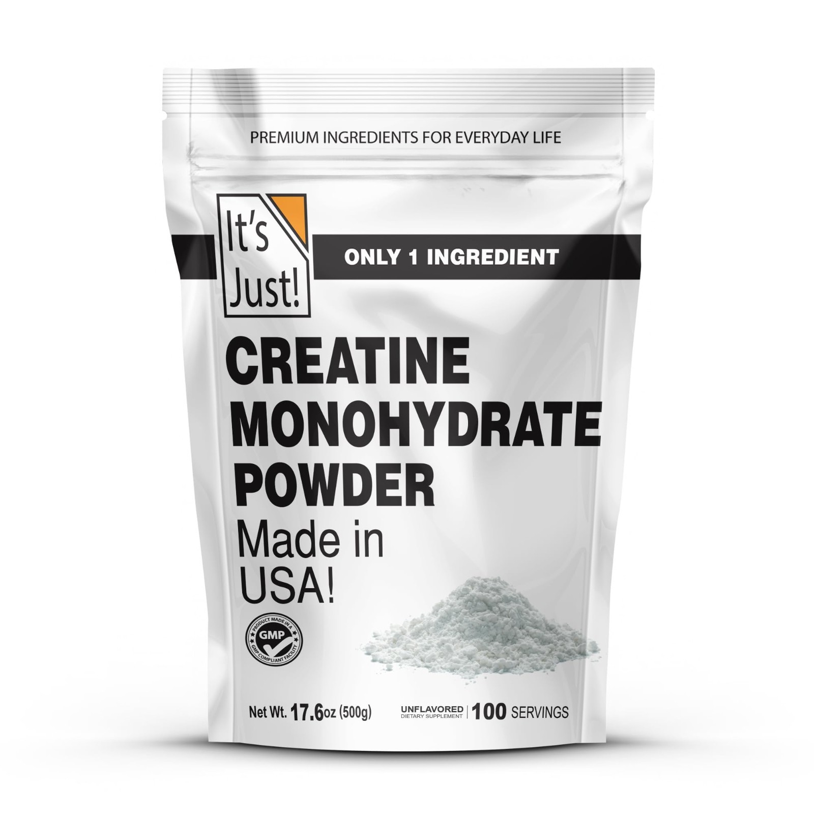 Pure Creatine Monohydrate Powder – 5g/Serving, Unflavored, 500g, Lab Tested, No