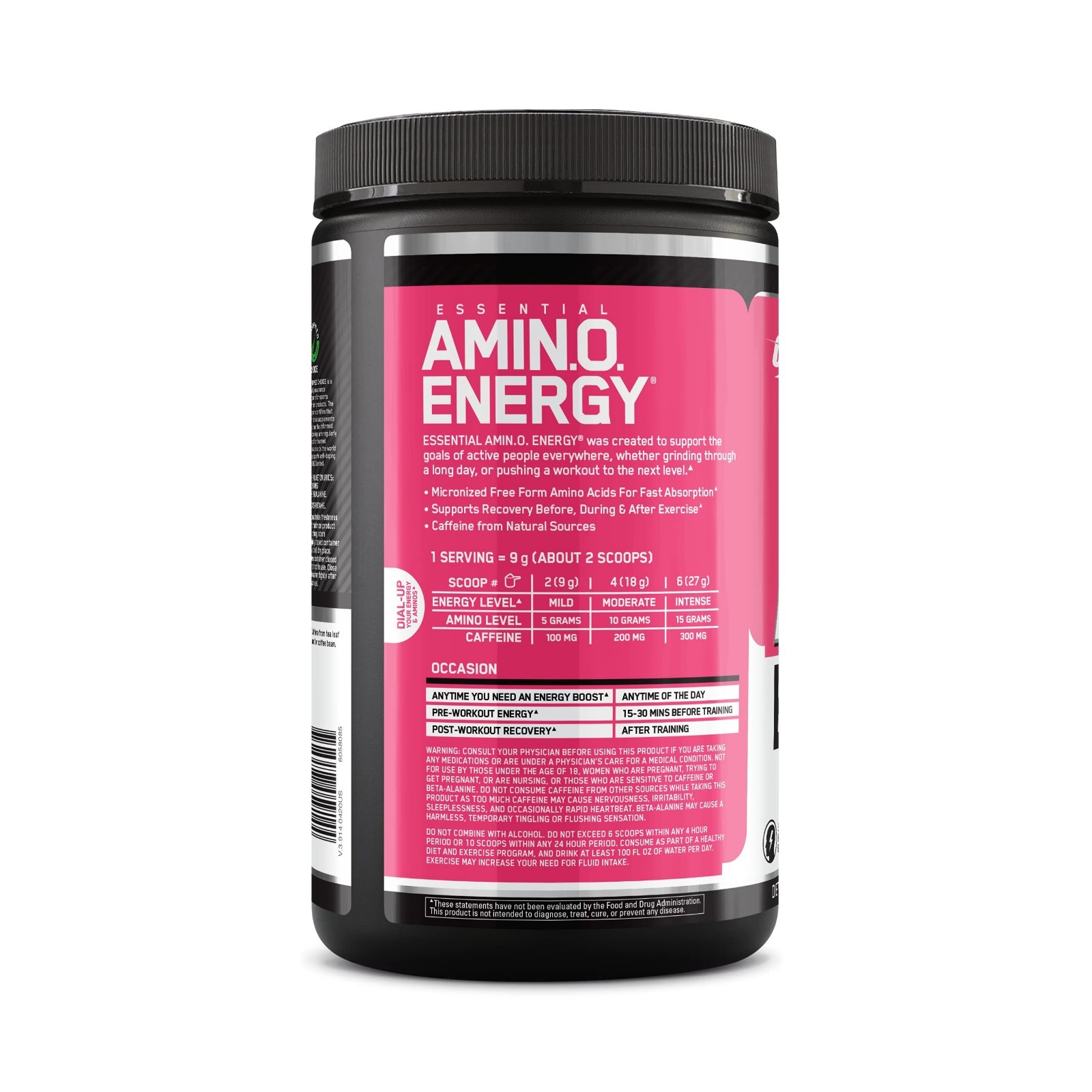 Amino Energy Pre Workout Powder – BCAA, Green Tea, Keto Friendly, Strawberry Bur
