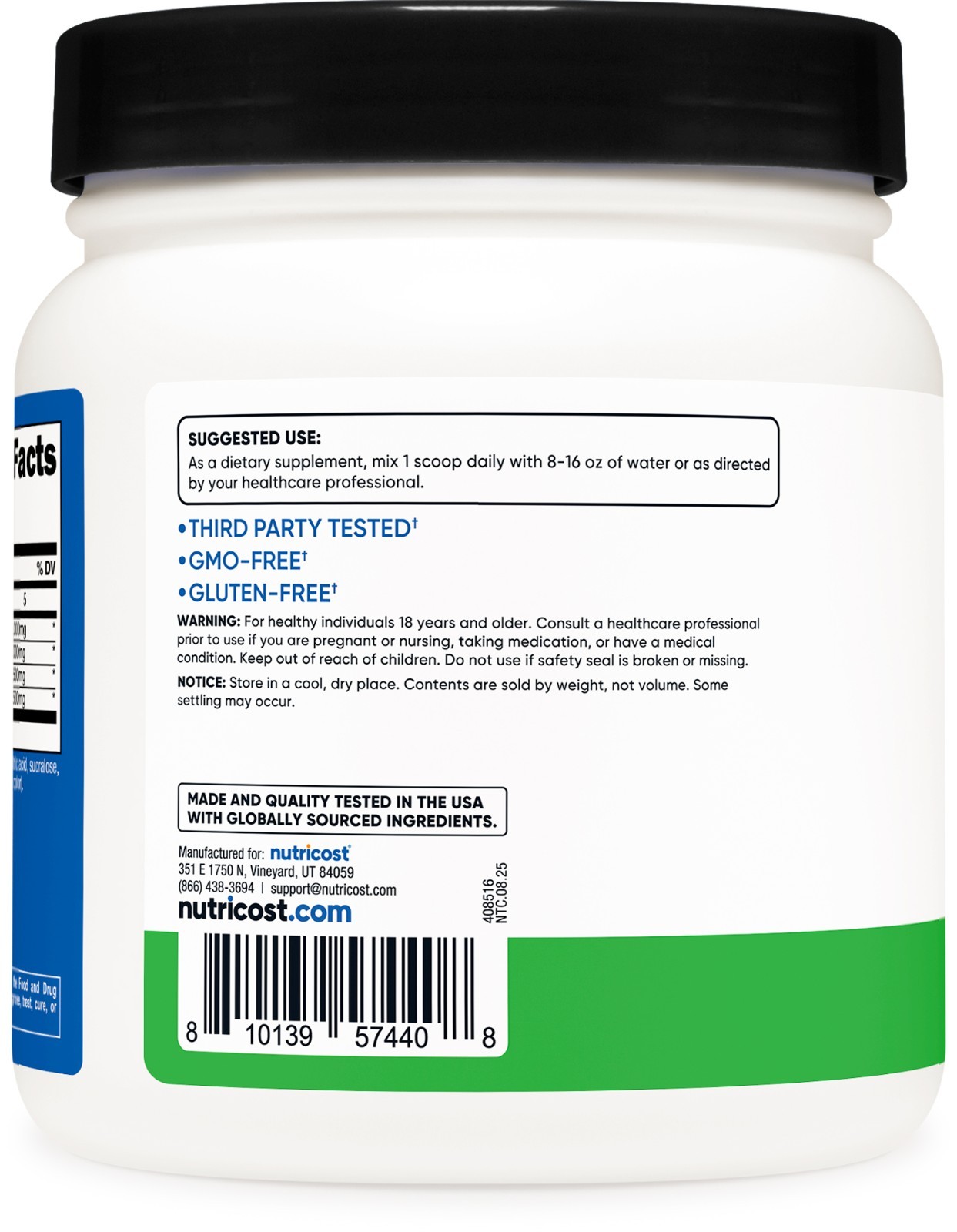 Nutricost BCAA Powder (Green Apple) 60 Servings