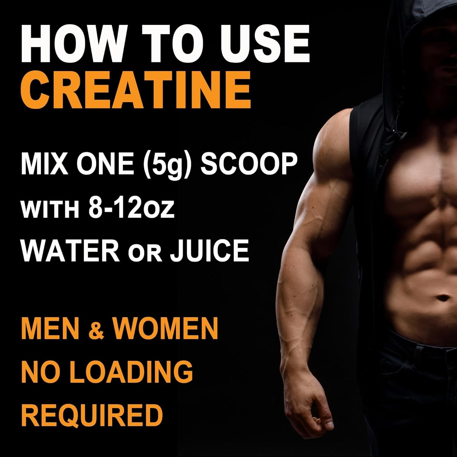 Unflavored Pure Creatine Monohydrate Powder, 40 Servings – 5g Per Scoop, 200g